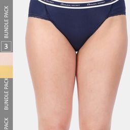 Amour Secret Women Pack Of 3 Striped Mid Rise Anti-Bacterial Bikini Briefs-image-48