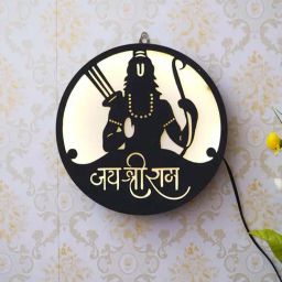 eCraftIndia Black Wood Cutout LED Light Wall Hanging Lamp-image-94