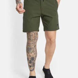 Octave Olive Cotton Regular Fit Shorts-15