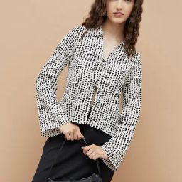Ginger White Regular Fit Printed Top-30
