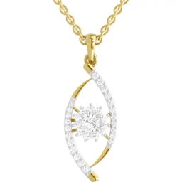 Sparkles Yellow Gold Lab Grown Diamond 14KT 0.75ct Eye Pendant For Women-image-24