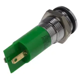 RS PRO Green Panel Mount Indicator 220V AC, Mounting Hole Size 14 mm, Termination Type Solder Tab, IP Rating IP67, Model No 7038841 image 2
