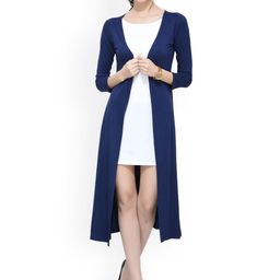 SCORPIUS Navy Blue Solid Open Front Longline Shrug-41