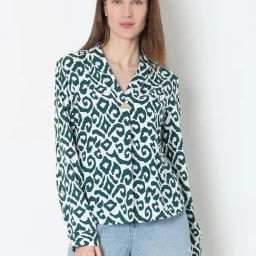 Vero Moda Teal & White Printed Top-image-33