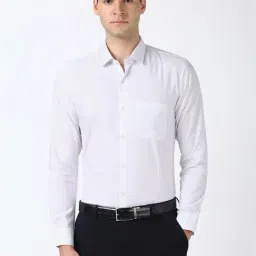 Peter England White Regular Fit Checks Shirt-image-55