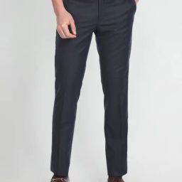 Arrow Blue Regular Fit Checks Trousers-image-41