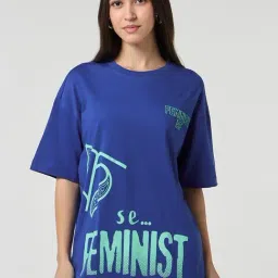 Bewakoof Blue Cotton Graphic T-Shirt-picture-34