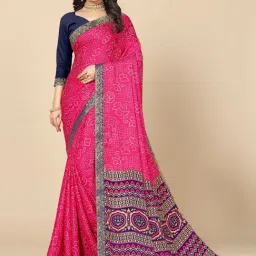 Rangita Pink Printed Saree With Unstitched Blouse-picture-1