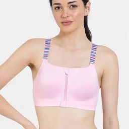 Zelocity by Zivame Pink Solid Workout Bra-image-13
