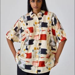 Ancestry Multi Cambric Print Elbow Sleeves Shirt-image-10