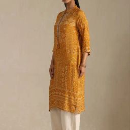 Soch Mustard Regular Fit Printed Kurtas image 3