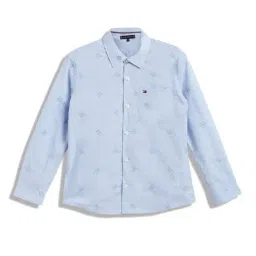 Tommy Hilfiger Kids Blue Logo Regular Fit Shirt-picture-48