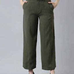 Go Colors! Green Mid Rise Flared Pants-picture-5