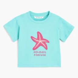 Campana Kids Turquoise Printed T-Shirt-image-70