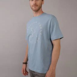 American Eagle Blue Regular Fit Printed T-Shirt-image-26