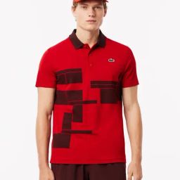Lacoste Red Regular Fit Printed Sports Polo-picture-14