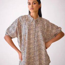 Ancestry Multi Cotton Slub Print Elbow Sleeves Shirt-image-5