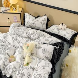 JC HOME Grey & White Floral Polycotton 3 Piece Single Regular Bedding Set-image-24