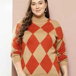 Sztori Plus-Size Checked Pullover-15