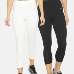 TWIN BIRDS White & Black Cotton Sports Capris - Pack Of 2-picture-47