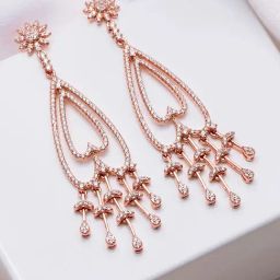 Zavya Rosé Radiance Cascade 925 Sterling Silver Rose Gold-Plated Earrings-image-24