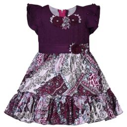 Wish Karo Kids Purple Applique Frock-image-58