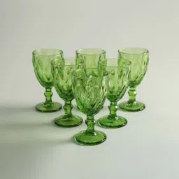 Home4U Riverre Green & Transparent Glass Tumbler (0.25 L) - Set of 6-19