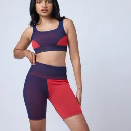 Feier Blue Color-Block Sports Bra-image-48