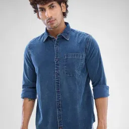 Spykar Blue Slim Fit Denim Shirt-picture-37