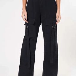People by Pantaloons Black Cotton Solid Trousers-picture-37