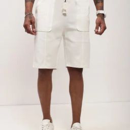 Showoff Cream Cotton Regular Fit Shorts-image-77