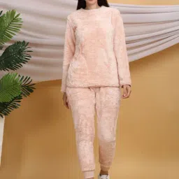 Sweet Dreams Peach Plain Sweatshirt Pants Set-image-47