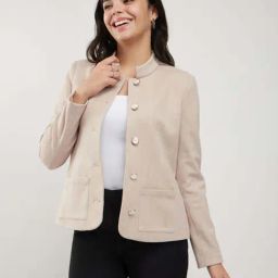 Fablestreet Beige Acrylic Plain Jacket-picture-16