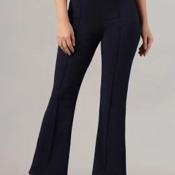 FITHUB Navy Regular Fit High Rise Trousers-picture-34