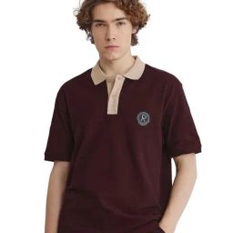 Rare Rabbit Maroon Regular Fit Solid Polo T-Shirt-image-14