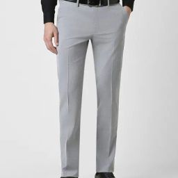 Peter England Grey Slim Fit Texture Trousers-image-84