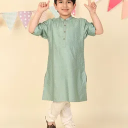 Fabindia Boys Geometric Woven Design Festive Straight Kurta-picture-29