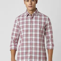 Van Heusen Sport Men Spread Collar Tartan Checked Cotton Slim Fit Casual Shirt-image-96