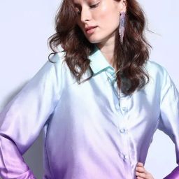 Vero Moda Purple & Blue Color-Block Shirt-image-100