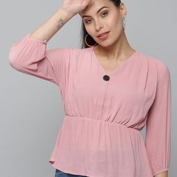 SHOWOFF Pink Georgette Cinched Waist Top-image-71