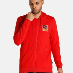 Puma Red Slim Fit Hooded Cotton Jacket-image-87
