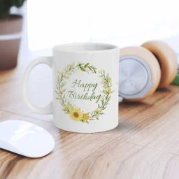 eCraftIndia White Ceramic Happy Birthday Quote Printed Coffee Mug (0.25 L)-40