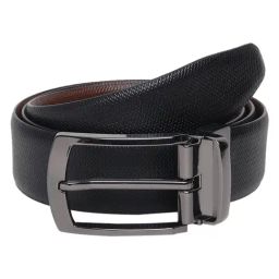 Teakwood Leathers Black & Brown Textured Leather Formal Reversible Belt-image-91