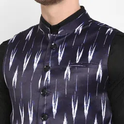 Hangup Men Multicoloured Solid Kurta with Pyjamas & Nehru Jacket image 3