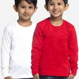 Friskers Kids White & Red Cotton Full Sleeves T-Shirt (Pack of 2)-image-92