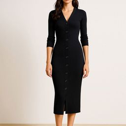 SASSAFRAS V-Neck Bodycon Midi Dress-picture-43