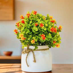 Ekhasa Orange 1 Pieces Rose Artificial Flower With Pot-18