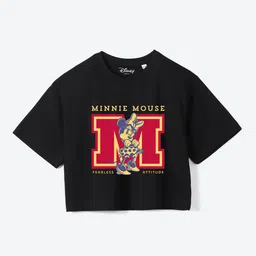 YK Disney Girls Minnie Mouse Printed Pure Cotton Boxy T-shirt-image-71