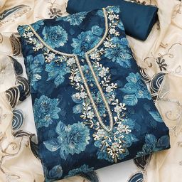 KALINI Organza Unstitched Dress Material-image-71