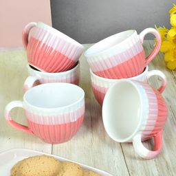 Myntra Elegant Homes Pink & White 6 Pieces Ceramic Glossy Cups-image-64